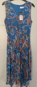 Wallis Womens Blue Paisley Midi Dress Petit Size 10 RRP £45 - Picture 1 of 2