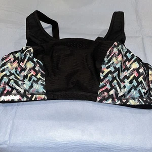 Glamorise 9167 Full Figure Elite Wonderwire Sports Bra Black/Multi 42F - Picture 1 of 5
