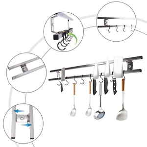 24Inch Magnetic Knife Holder Magnetic Knife Strip with 8 Hooks Powerful Magnetic - Picture 1 of 12