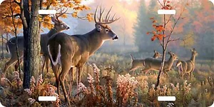 Deer Hunting Trees Field Woods Buck License Plate Car Truck Tag - Foto 1 di 1