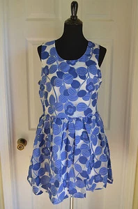 Modcloth Applause of Attraction Dress NWT Sz 14 UK 10US Blue/white floral $130 - Picture 1 of 12