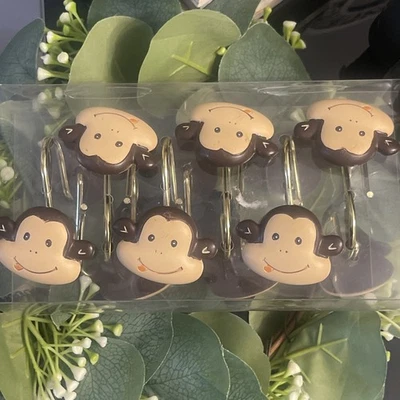 Conjunto de 12 ganchos para cortina de chuveiro Monkey novos - Imagem 1 de 4
