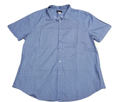 Structure Shirt Mens 2XL Blue Short Sleeve Slim Fit Print Casual Button Up New - Image 1 of 4