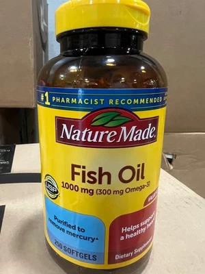 Aceite de pescado Nature Made 1000 mg, Omega 3 para la salud del corazón 250 V (EXP: 2027) Foto 1 de 4