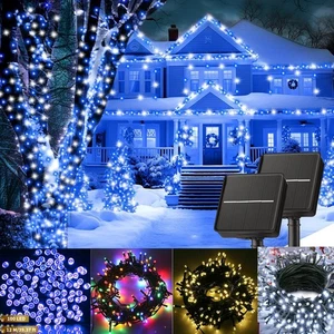 Solar Powered String Lights Outdoor Waterproof LED Christmas Lights Garden Decor - Picture 1 of 58