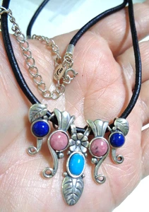 CAROLYN POLLACK Logo, Sterling 925 Stamped, Natural Stones, Charming Necklace. - Picture 1 of 6