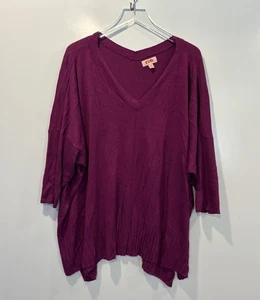 EVRI Womens Purple V-Neck Tunic Sweater Size 2X (1538) - Picture 1 of 5
