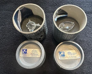 2er Set Mini - Swarovski Silber Kristalle - Ente & Blasfisch mit Original Boxen - Bild 1 von 8