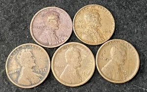 Lotto quattro monete #51 penny di grano - date difficili da leggere spedizione gratuita - Foto 1 di 2