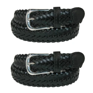CTM Boys' Leather Braided Dress Belt (Pack of 2) - Picture 1 of 2