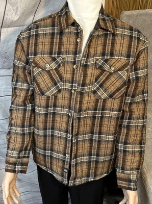 eighth avenue quilted flannel men's jacket sz L brown - Image 1 of 4