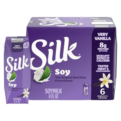 Silk Shelf-Stable Soy Milk Singles, Very Vanilla, Dairy-Free, Vegan, Non-GMO...  - Image 1 of 4