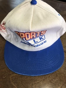 VINTAGE WSBA Sports Talk Hat Cap Snap Back White Blue Autographed Coca-Cola 90s - Picture 1 of 8