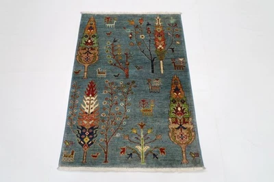 Traditional Tree of Life 3x4 ft  Accent Rug Afghan Hand Knotted Wool  Rug - Image 1 of 4