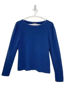 Lilla P Womens Medium Top Shirt Blue Textured Grid Long Sleeve - Picture 1 of 6