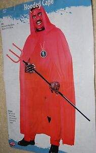 Red Hooded Cape Adult One Size Full Cut Devil Little Red Riding Hood Halloween