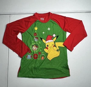 Pokémon Weihnachten Pyjama Oberteil Jugend Jungen Größe 14/16 Pikachu Charmander Squirtle - Bild 1 von 6