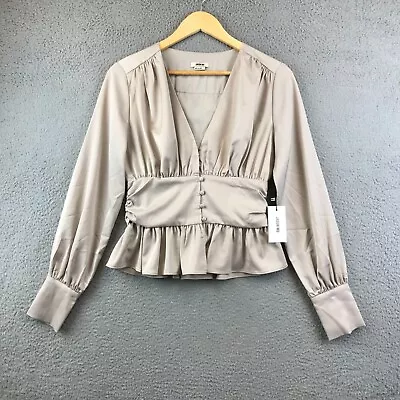 New Jason Wu Front Button Ruffle Peplum Hem Babydoll Blouse Top in Small NWT $30 - Image 1 of 4