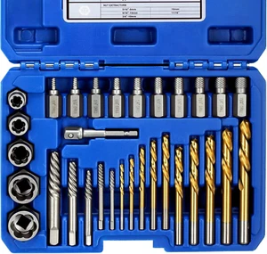 XJX 31-Piece Screw Extractors | Easy Out Bolt Extractor Set | Drill Bit Set | Mu - Picture 1 of 12