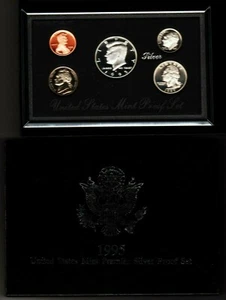 1995 US Mint SILVER Premier Proof Set Sweet Kennedy Half COA Box Scarce Key Date - Picture 1 of 10