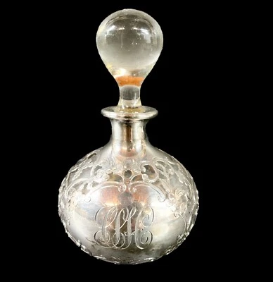 Gorham Fine Silver overlay on glass Perfume Bottle - Image 1 of 4