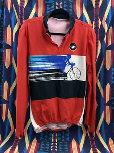Vintage CASTELLI Cycling Red Racing Jersey Sz 4 Made in Italy Medium - Picture 1 of 7