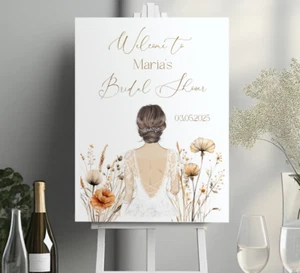 Photo Personalised bridal shower floral welcome sign, wedding party backdrop, - Picture 1 of 2