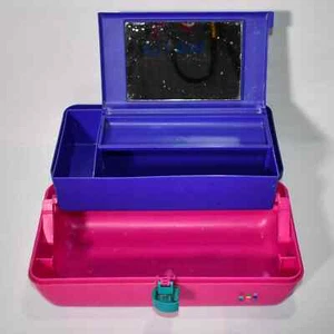 Vintage Caboodle Makeup Case Tray Mirror Purple Pink Model 2632 USA Lipstick 124 - Picture 1 of 8
