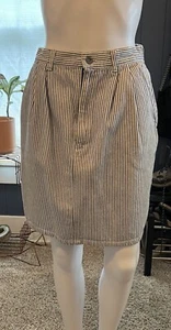 Vintage Calvin Klein Striped Skirt 80s Pockets Womens 11/12 - Picture 1 of 12