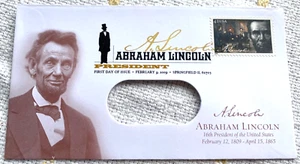 USA FDC First Day Cover Abraham Lincoln President With Commemorative Stamp - Picture 1 of 6