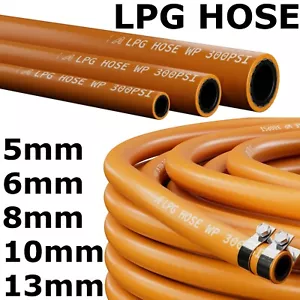 LPG HOSE PIPE CALOR GAS ORANGE PROPANE BUTANE BBQ CARAVAN HOSE PIPE & HOSE CLIPS - Picture 1 of 14