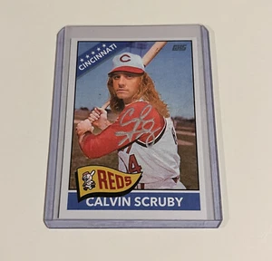 CAL SCRUBY SIGNIERTE CINCINATTI ROT BASEBALLKARTE - Bild 1 von 2