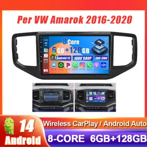 6G+128GB Car Play Android 14 Autoradio Per VW Amarok 2016-2020 GPS Navi WIFI AHD - Foto 1 di 17