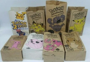 Pokemon Vintage 1999 Burger King Paper Kids Meal Bag Pikachu Mew Nidoking Meowth - Picture 1 of 32