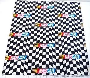NASCAR Fabric Flannel Checkered Racing Black White Wavy Flag Logo Springs 22x41" - Picture 1 of 8