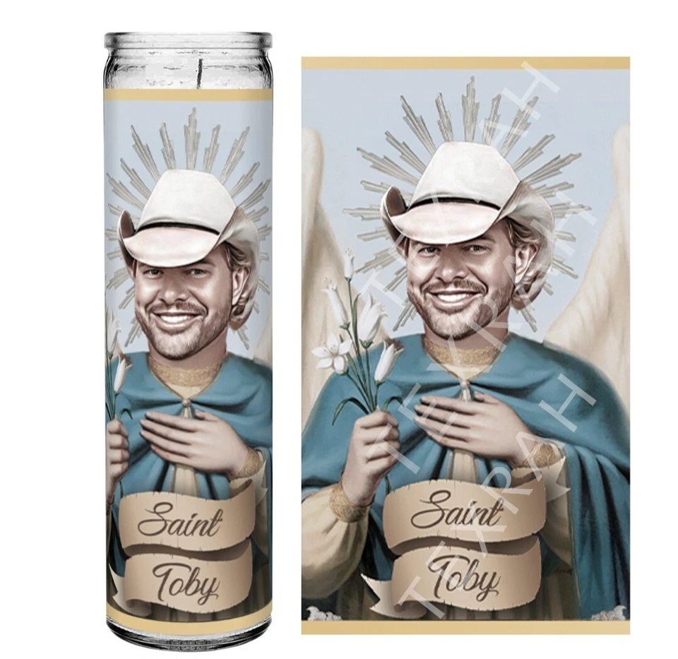 Молитвенная свеча Святого Тоби Кита, 8 дюймов белая без запаха, кантри-музыкант, певец  - Изображение 1 из 4