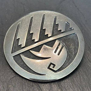 Arthur Lomayestewa Hopi Guild Vintage Brooch Sterling Silver Abstract E1 - Picture 1 of 9