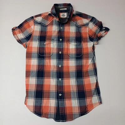 Express Button-Up Plaid Shirt Men's S Small Multicolor Fitted Short Sleeve - Image 1 of 4