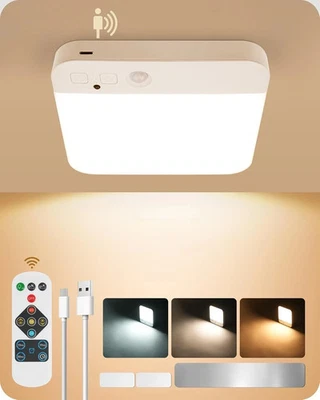 INSPIRE-MARKET Wireless Rechargeable Ceiling Light with Remote, Motion Sensor, Dimmable 500LM