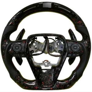 For Toyota 8th gen Camry W/Paddle Shift LED Forged Carbon Fiber Steering Wheel - Picture 1 of 7