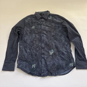 Robert Graham Embroidered Shirt Long Sleeve Button Up Men Large Floral Flip Cuff - Picture 1 of 11