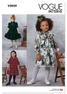 Vogue V2059 Sewing Pattern Children's Girl Dresses Size A (3-4-5-6-7-8) UNCUT - Picture 1 of 10