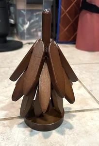 8 Zoll baumförmige Untersetzer faltbar Walnussholz Tischsets für warme Gerichte - Bild 1 von 6