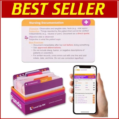 Fundamentals of Nursing Flash Cards for NCLEX - 204 Key Concepts & Tips Included - Image 1 of 4