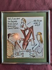 1970s Framed Satire Cartoon Print 