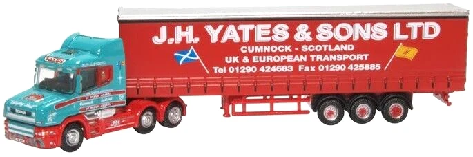 1:148 Scale Oxford NTCAB008 Scania T-Cab & Curtainside Trailer - J.H. YATES - Image 1 of 1