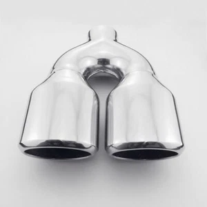 Dual 4.75" Oval Out 2.375" Inlet Resonated 304 Stainless Steel Exhaust Tip - Picture 1 of 6