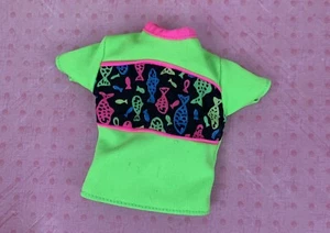 1992 Mattel Ken Active Wear #665 Ken Barbie Doll Shirt Neon Green Shirt Beach - Picture 1 of 4