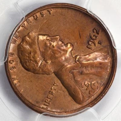 1962 D PCGS Double Struck Rotated In Collar Lincoln Cent Mint Error Two Dates - Image 1 of 4