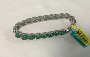 EFFY BH Silver Bracelet Emerald 13.0 CT’s Size 7.0”  New With Tag W. Rhodium - Picture 1 of 8